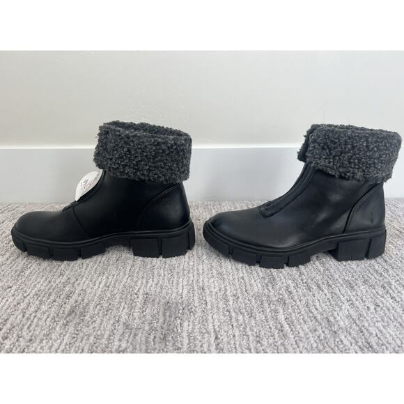 Blondo Plaka Waterproof Boot Size 6 Black Leather Lug Sole Fleece, NWOT - Picture 3 of 7